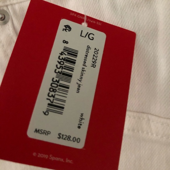 SPANX White Distressed Skinny Jeans - Picture 4 of 10